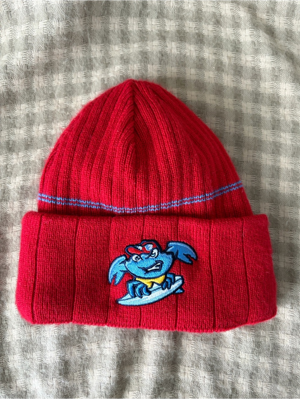 JERSEY SHORE BLUECLAWS NEW ERA KNIT CAP RED MENS O/S
